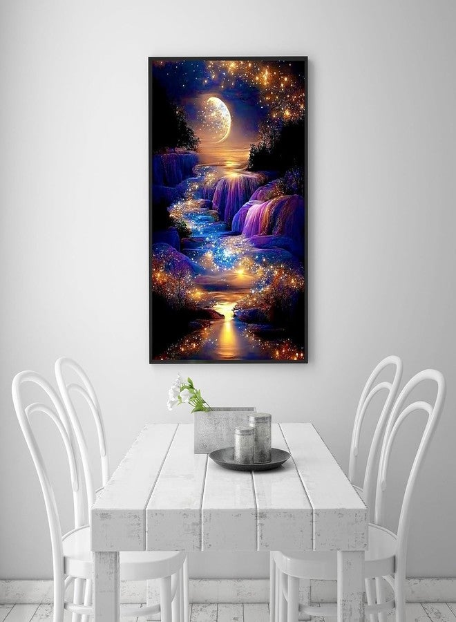 TREXEE 5D Diamond Painting Kits for Adults Beginners, Moonlight Waterfall Diamond Art Kits, DIY Full Round Drill Night Moon Landscape Paint with Diamonds Gem Art, Home Wall Decor (12 x 16 Inch) - Image 5